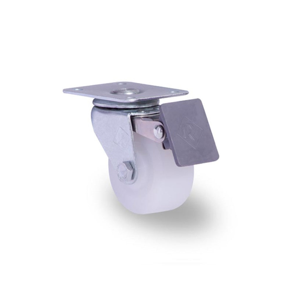 RODAJA 2" POLIETILENO PLACA GIRA Y FRENO INOX HT515FRPOLG 30kg