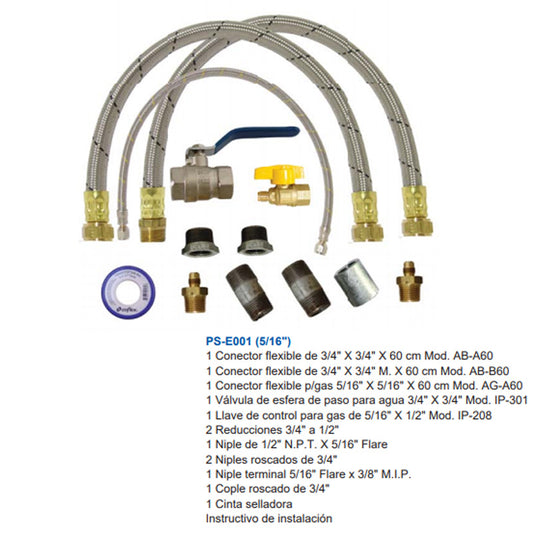 PAQUETE INSTALACION BOILER (5/16") COFLEX PS-E001
