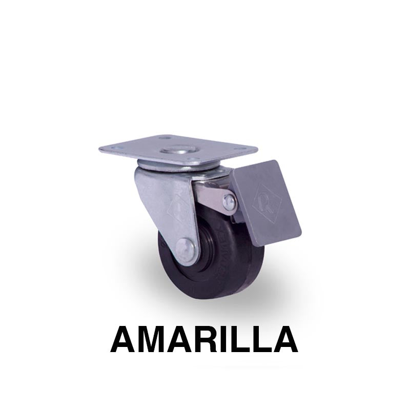 RODAJA 2" POLIPROPILENO PLACA GIRA Y FRENO HT515FRGAAMARILLA 50kg