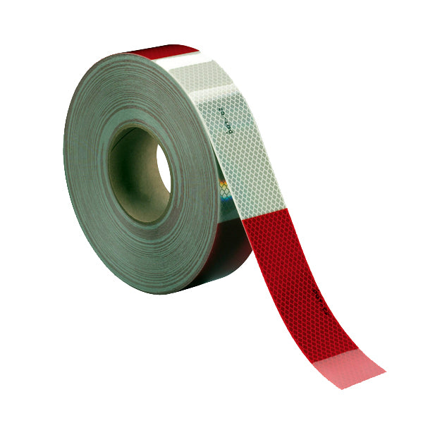 CINTA REFLEJANTE AUTOADHERIBLE ROJO-BLANCO ROLLO 2" X 45.72m (6X6) MARCA 3M XA010007251