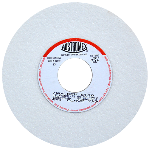 RUEDA ABRASIVA BLANCA 6" X 1/2 X 1-1/4 GRADO 60 MEDIO (AFILAR) AUSTROMEX 177