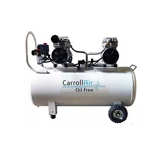 COMPRESOR HORIZONTAL LIBRE DE ACEITE 2 MOTORES 108lts (115 PSI) CARROLL CAR-HSUD750*2*108L