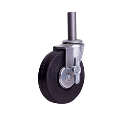 RODAJA ANDAMIO 6" HULE ESPIGA LISA SOLIDA 1" X 3-1/2" Y FRENO MARIPOSA BALERO HI1523FGA 125kg
