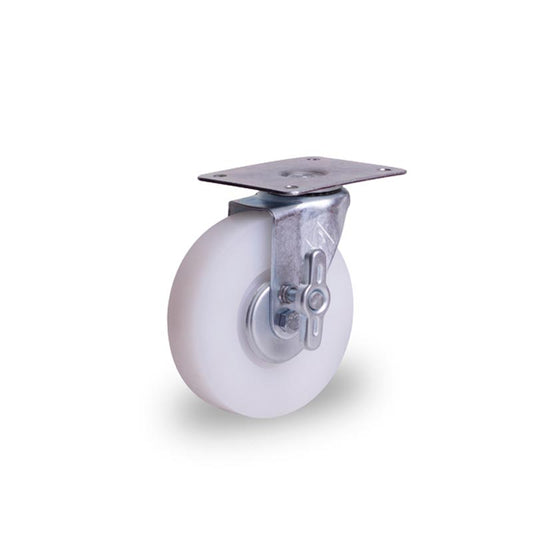 RODAJA ANDAMIO 6" POLIETILENO PLACA GIRATORIA Y FRENO MARIPOSA BALERO HI1525FPOL 150kg