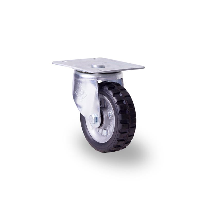 RODAJA INDUSTRIAL 6" HULE RIN DE ALUMINIO PLACA GIRA BALERO HI152PGRA 220kg