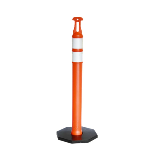 POSTE ANARANJADO (2 REFLEJANTES) 1.20M CON BASE NEGRA 5KGS