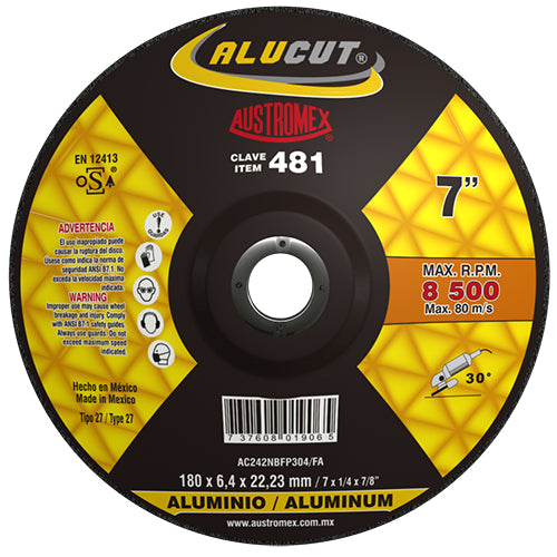 DISCO DESBASTE ALUMINIO 7'' X 1/4" X 7/8" ALLCUT AUSTROMEX 481