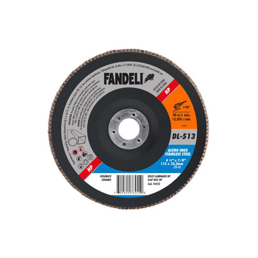 DISCO LAMINADO CERAMICO C-60 METAL E INOX 4-1/2" (HIGH PERFORMANCE) DL-513 FANDELI 76455