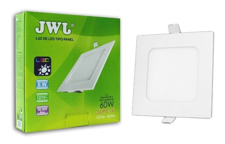 FOCO LED EMPOTRADO CUADRADO 6W X 12cm BLANCO JWJ JLPC6