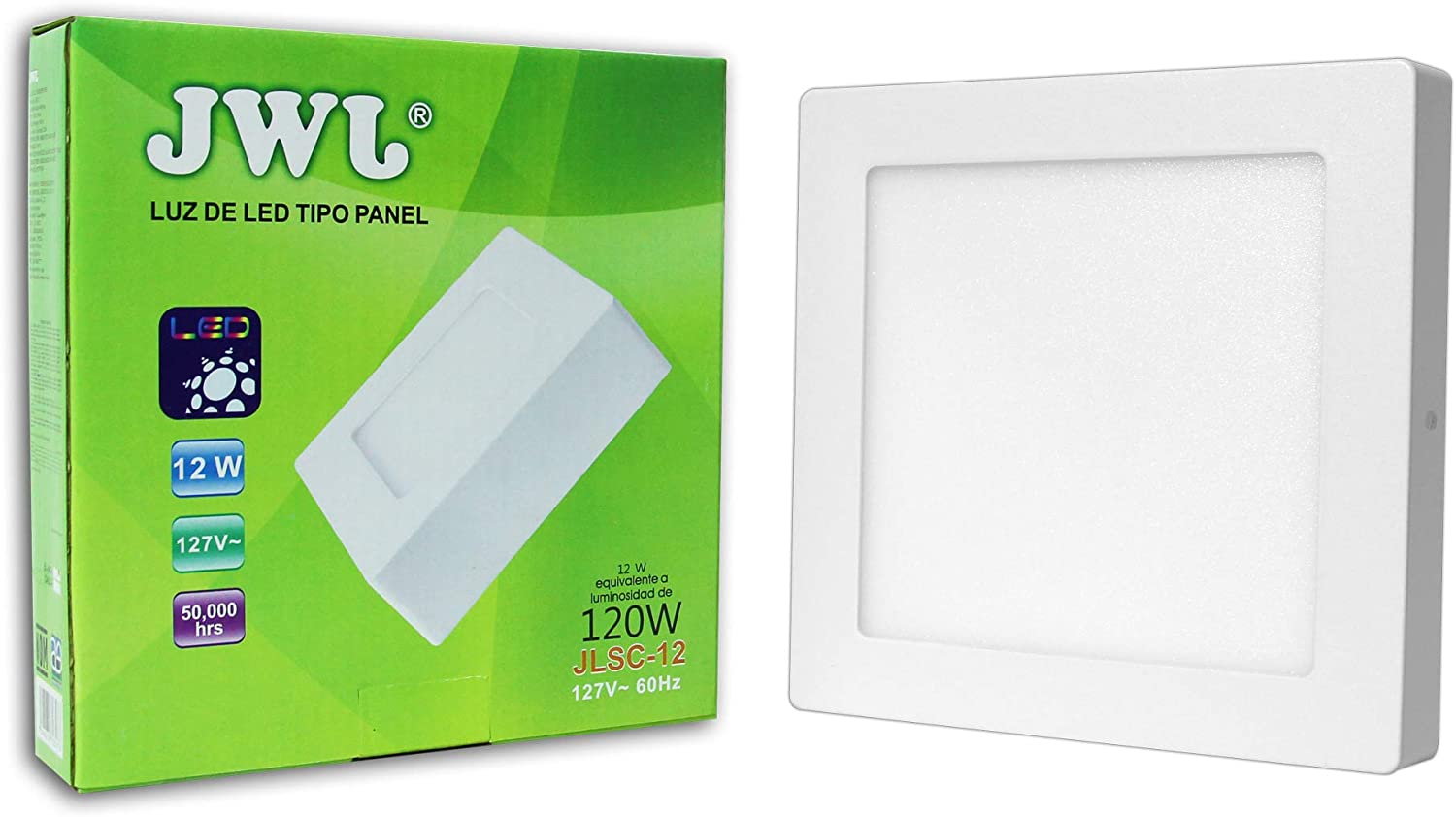 FOCO LED SOBREPONER CUADRADO 12W X 16.5cm LUZ BLANCA JWJ JLSC-12B