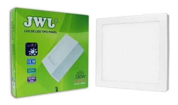 FOCO LED SOBREPONER CUADRADO 18W X 22xcm LUZ BLANCA JWJ JLSC-18B
