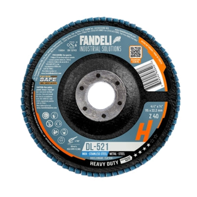 DISCO LAMINADO (HIGH DENSITY) Z40 (GRANO 40) INOXIDABLE PRO+ 4-1/2" FANDELI 78987 DL-519/80840