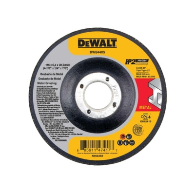 DISCO DESBASTE 4 1/2" X 1/4" X 7/8" PARA METAL DEWALT DW84405