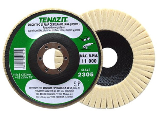 DISCO FLAP FELPA DE LANA 4-1/2 X 3/16 X 7/8 TENAZIT AUSTROMEX 2305
