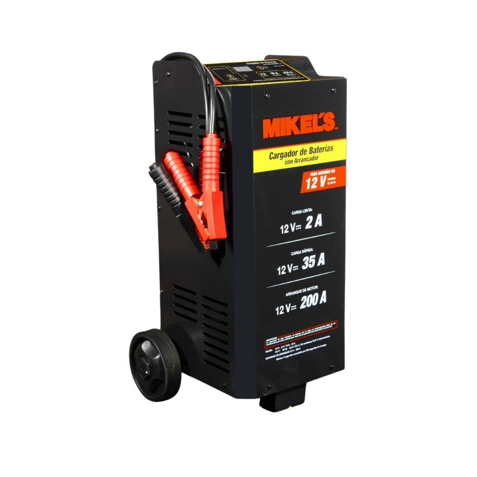 CARGADOR DE BATERIAS CARGA LENTA NORMAL Y ARRANCADOR 2/35/200AMPS MIKELS CBA-200