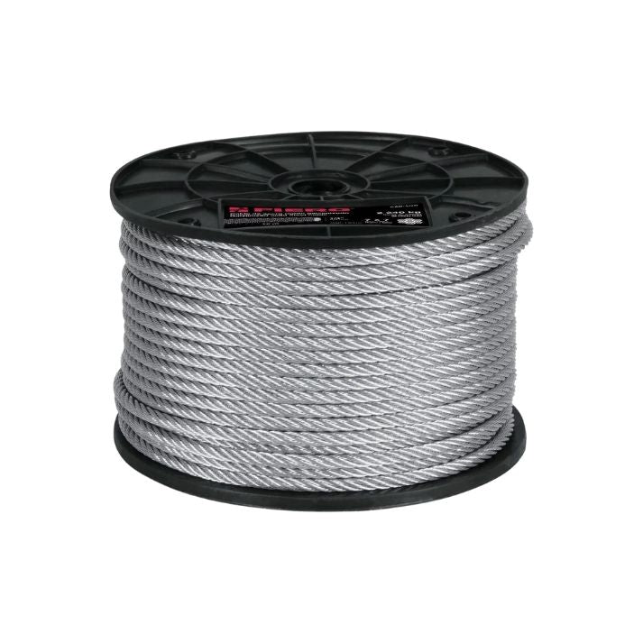 CABLE ACERO GALVANIZADO 7X7 (1/4") SIN FORRO CON GUARDABOCADOS (CARRETE 75 METROS) CA118