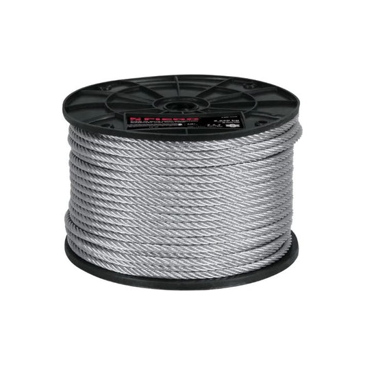 CABLE ACERO GALVANIZADO 7X7 (1/4") SIN FORRO CON GUARDABOCADOS (CARRETE 75 METROS) CA118