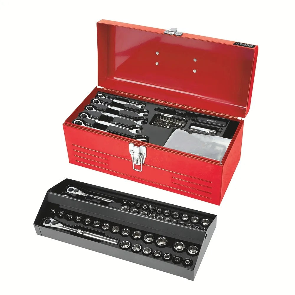 DADOS Y ACCESORIOS 1/4" Y 3/8" (JUEGO 130PZ) 12 PUNTAS LLAVES HEX. URREA JCM02